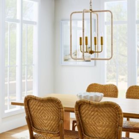 Lantern Ceiling Pendant Brass and Rattan - Threshold - Studio McGee - New - Picture 2 of 3